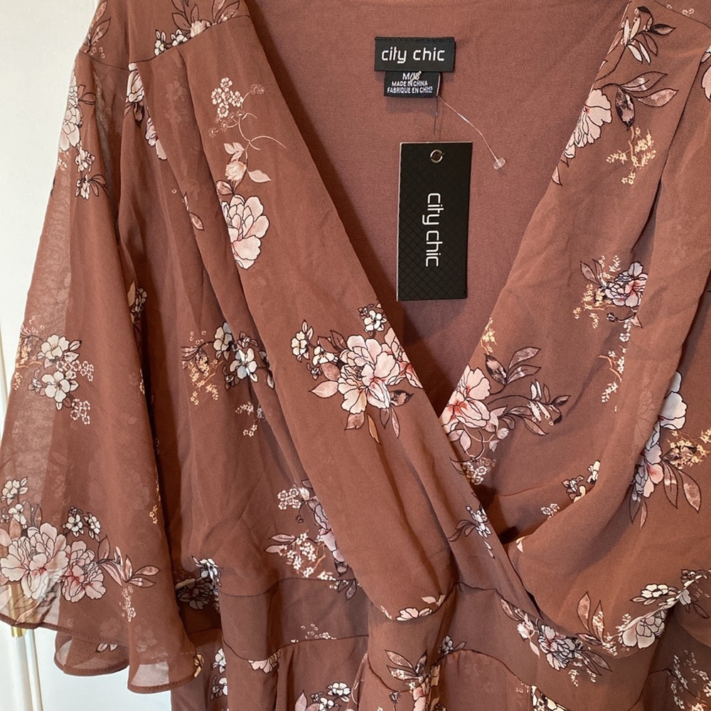 City Chic imperial Floral Kimono Sleeve belted Dress Sz 18 New - Picture 3 of 3
